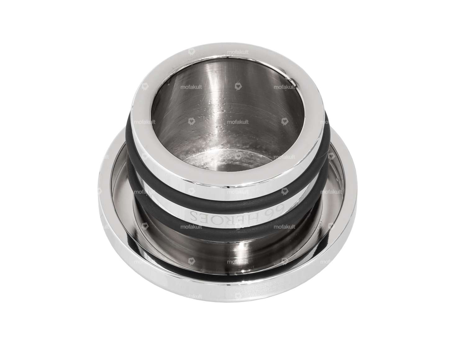 66HEROES Bouchon de réservoir alu "Piaggio" rond chrome | Piaggio SI Carousel Image 2