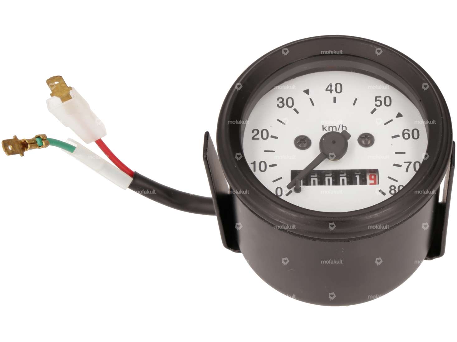 Tachimetro 80 km/h Ø 60 mm illuminato (quadrante bianco) Carousel Image 1