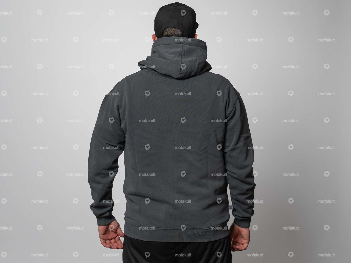 KULTWEAR Felpa con cappuccio "Velcro" grigio stonewash Carousel Image 2