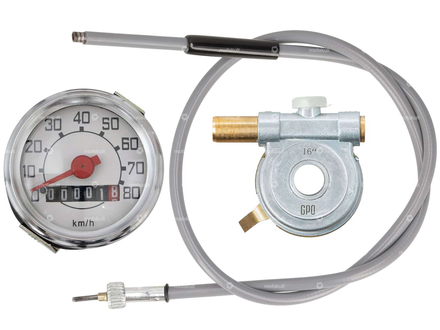 GPO speedometer set (Veglia replica) 16" / 17" white dial | Piaggio Ciao Carousel Image 1