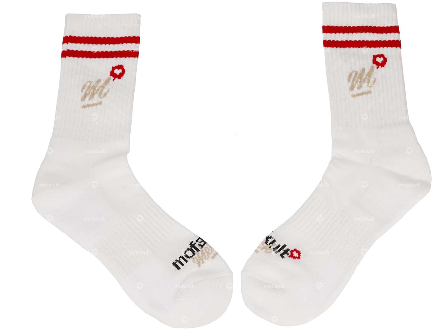 mk-Merch Chaussettes de sport "Crew" blanc / rouge Carousel Image 1
