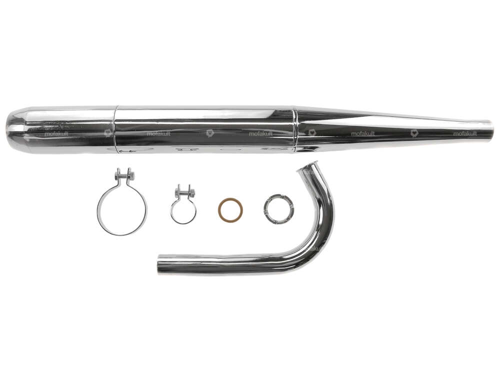 Cigar exhaust system (Ø 32 / 70 mm) black / chrome | Sachs 50/2 Carousel Image 1