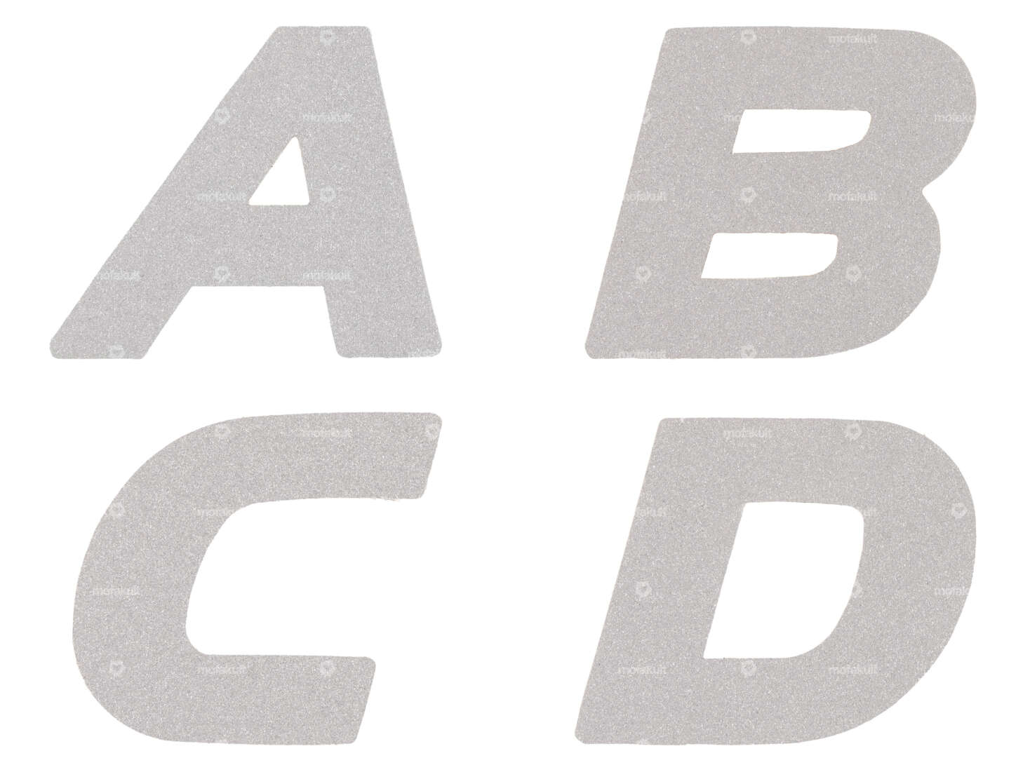 Autocollant lettre "A - Z" réfléchissant argent (choix) Carousel Image 1