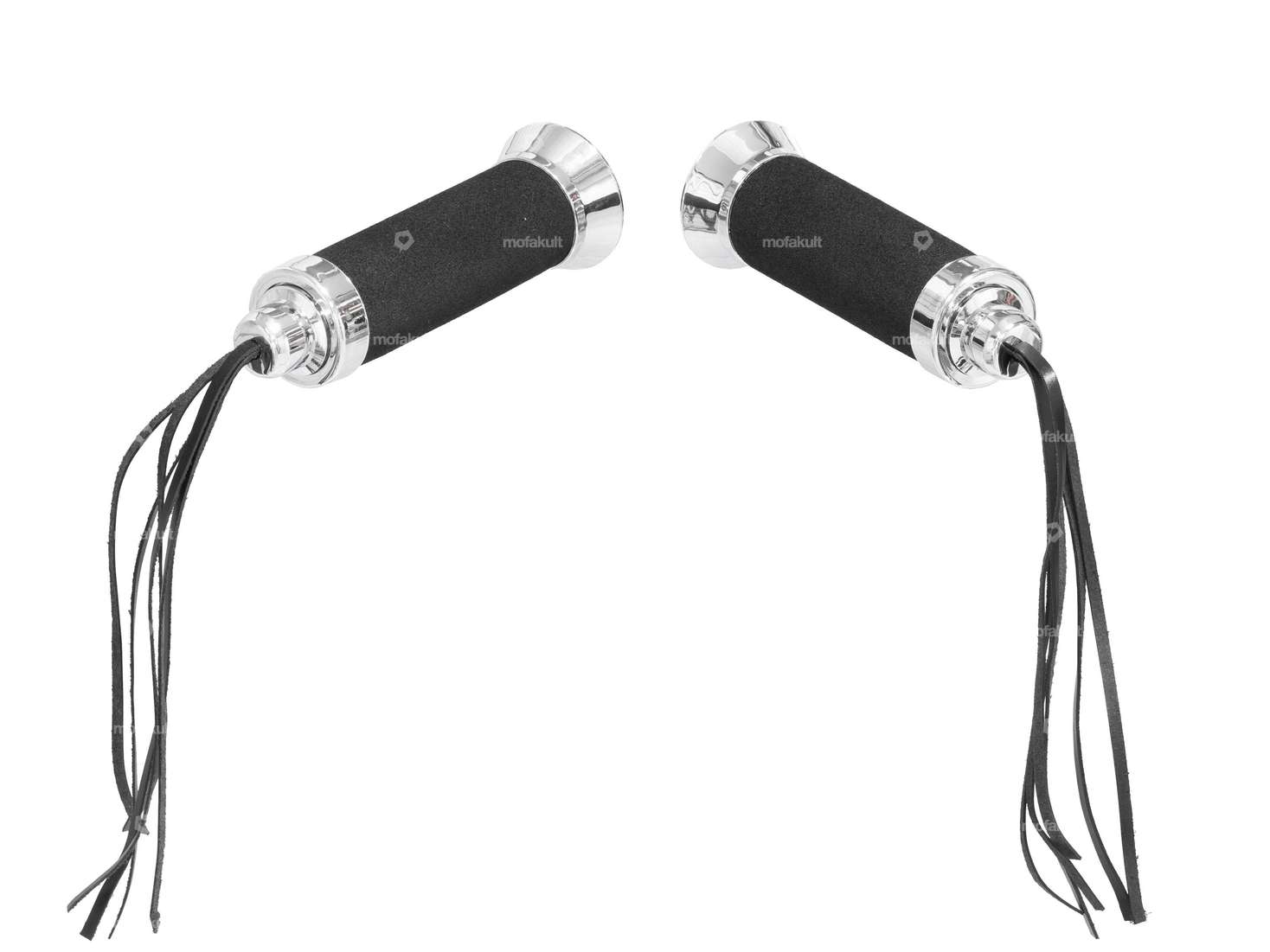 Poignées mousse avec franges noir Carousel Image 2