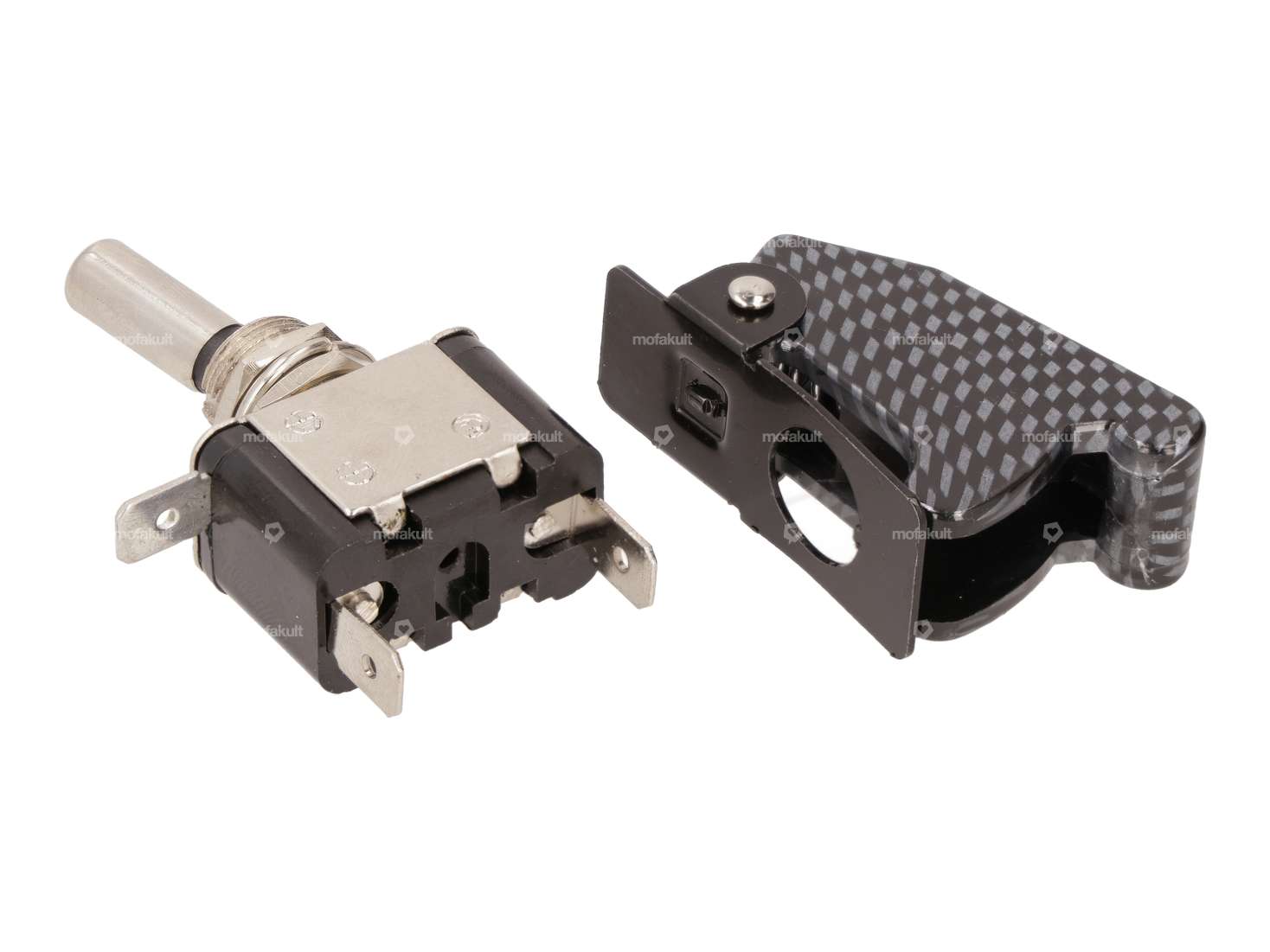 Interruttore a levetta Cappuccio di sicurezza carbon look e LED Carousel Image 2