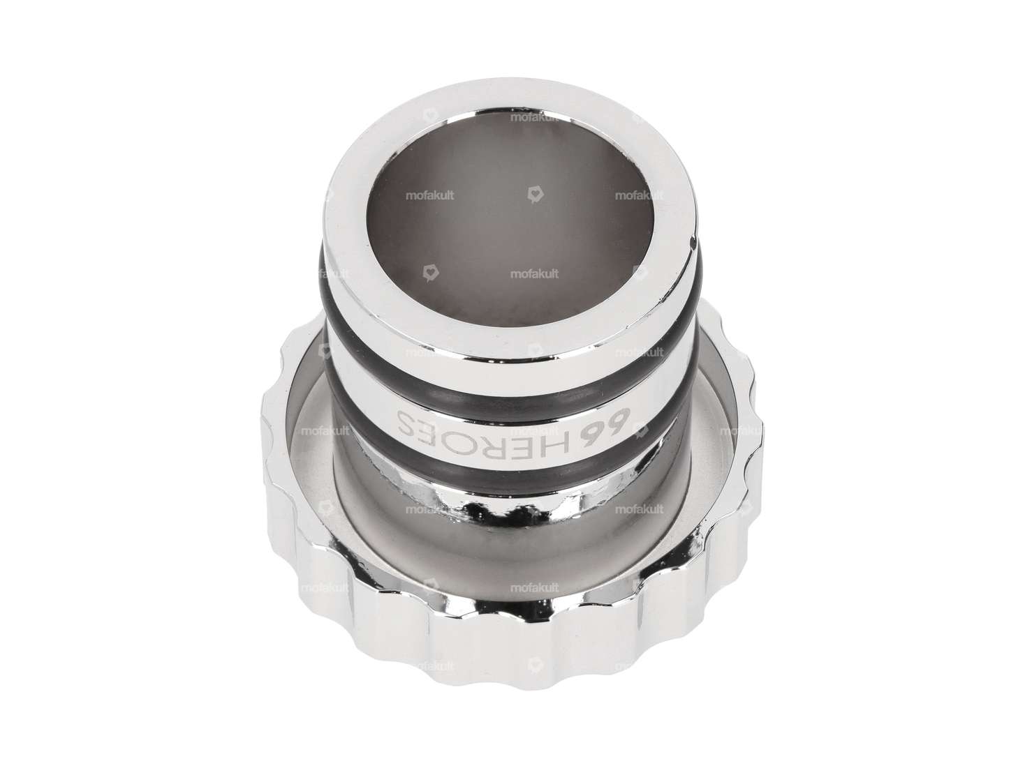 66HEROES Bouchon de réservoir "Piaggio" ondulé chrome | Piaggio Ciao, Bravo Carousel Image 2