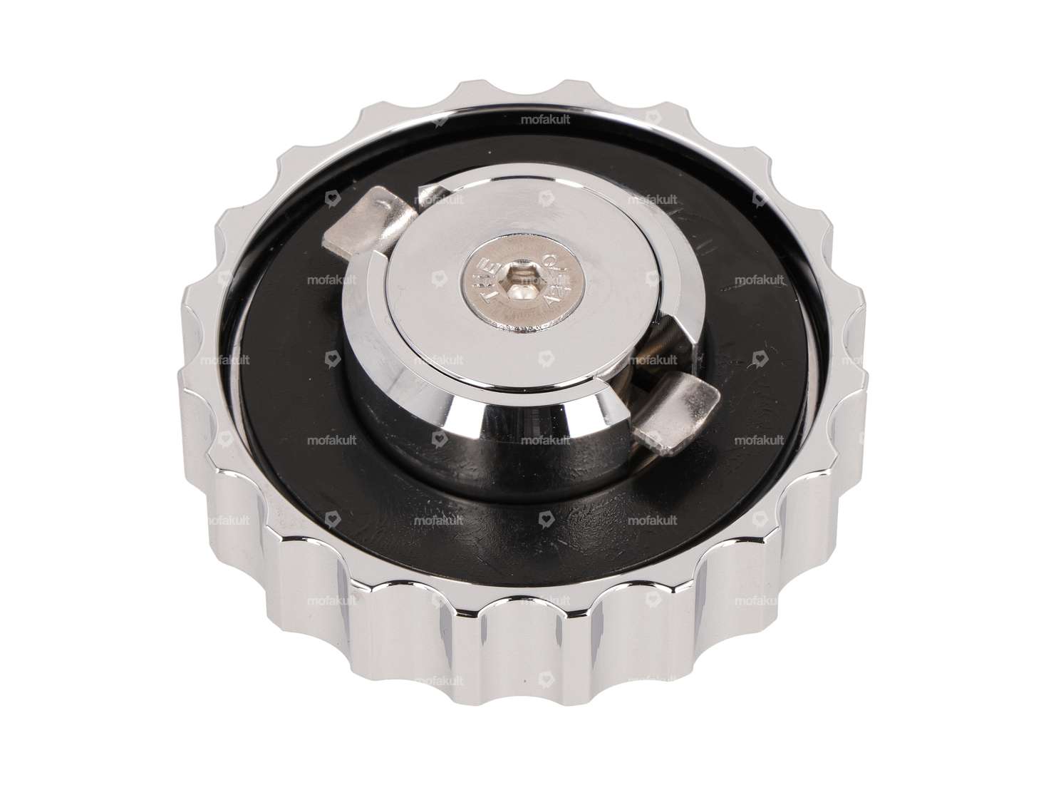 66HEROES Tankdeckel «Hercules» Bajonett 30 mm Chrom Carousel Image 2