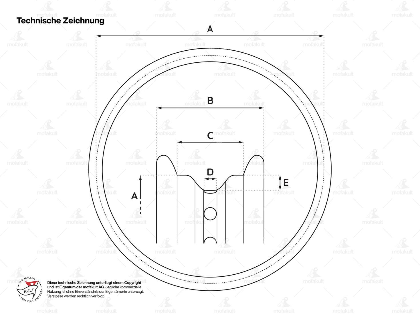 Anneau de jante 1.50 x 19" (56 mm) chromé grands trous pour tétons Carousel Image 4