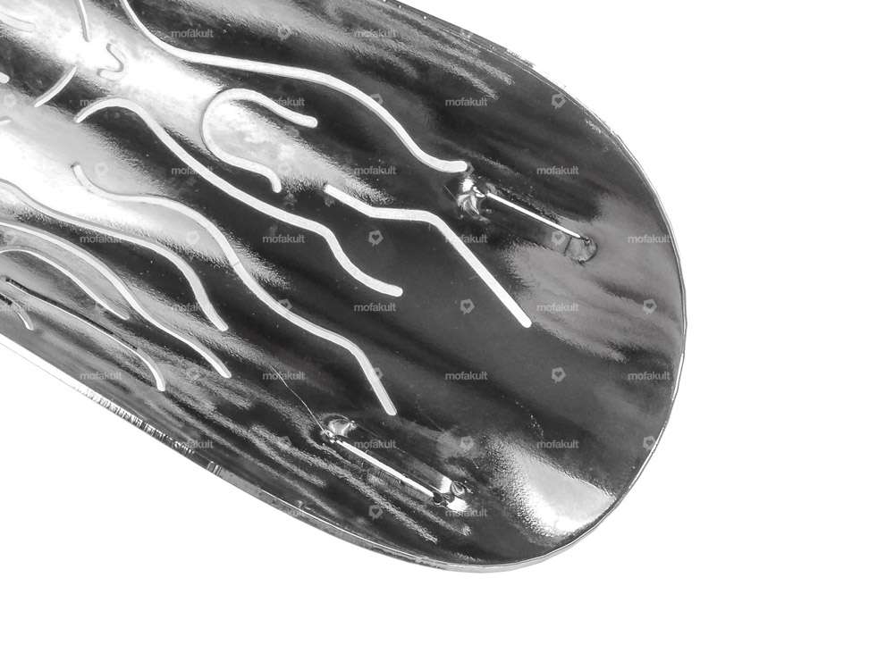 Tôle de chaleur d'échappement "Flame Skull" chrome Carousel Image 2