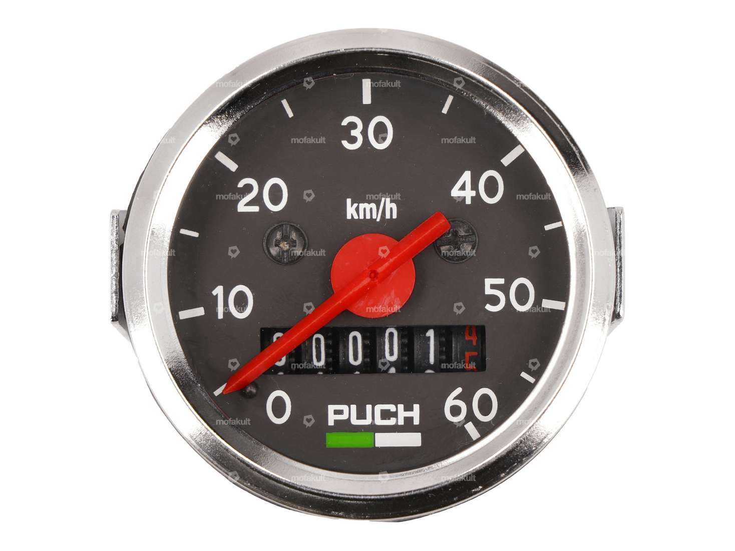 Tachymètre "Puch" 60 km/h Ø 48 mm (cadran noir) Carousel Image 3