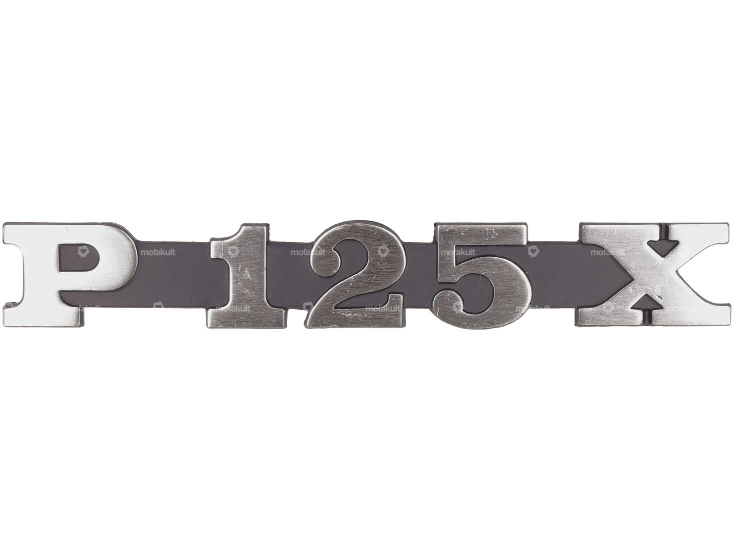 CIF emblem side cover left "P 125 X" aluminum | Vespa P125X Carousel Image 1