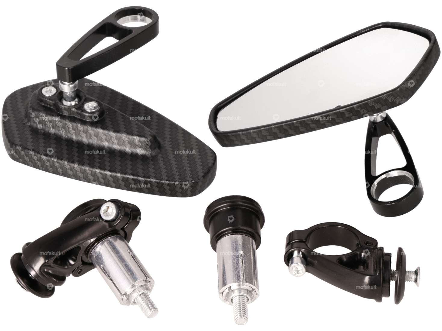 Variante a innesto CNC a specchio "diamante" alluminio carbon look Carousel Image 2