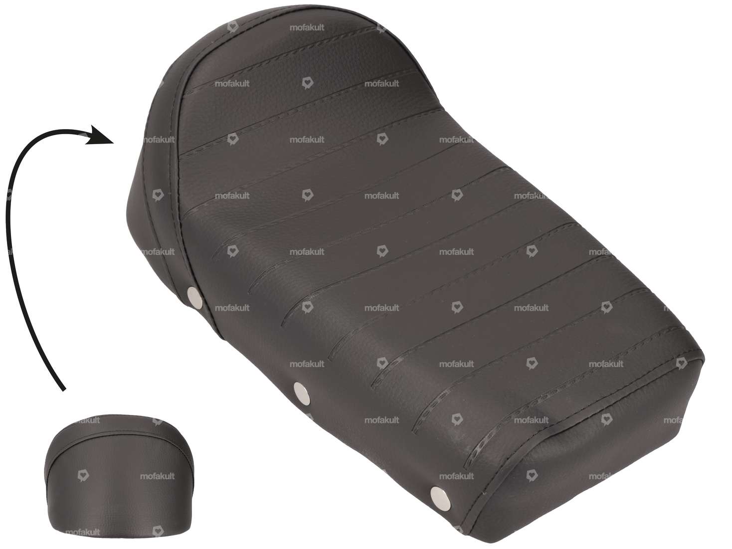 Panchina con rivetti, molleggiata, nera Carousel Image 1