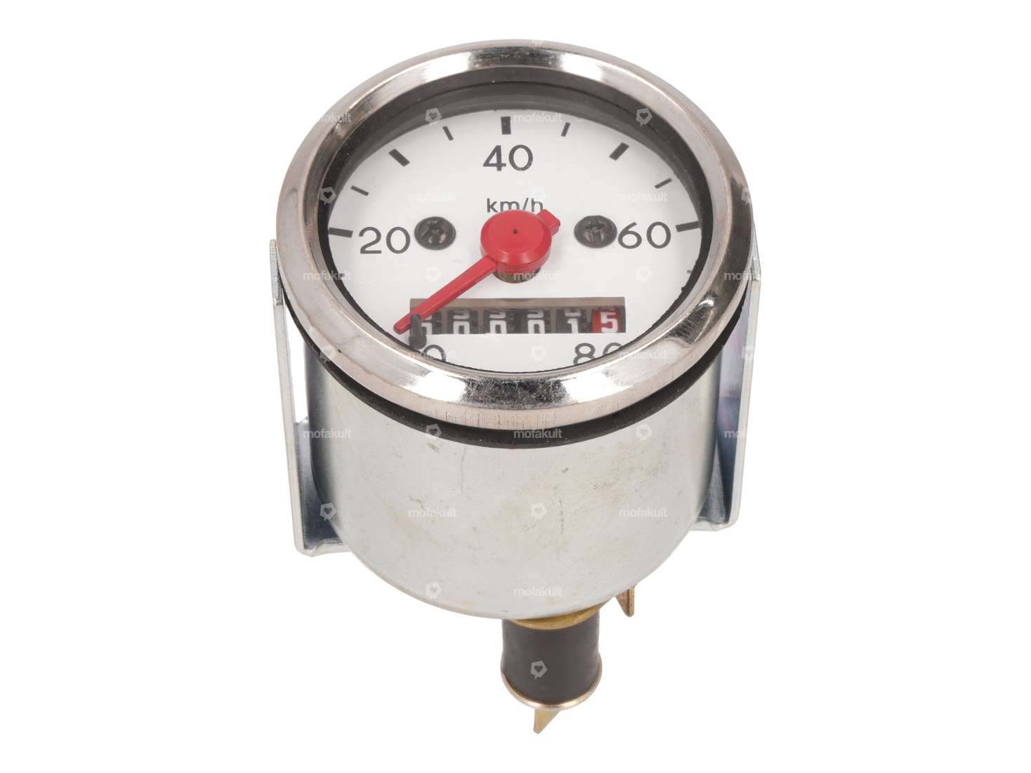 Tachimetro 80 km/h Ø 48 mm illuminato (quadrante bianco) Carousel Image 1