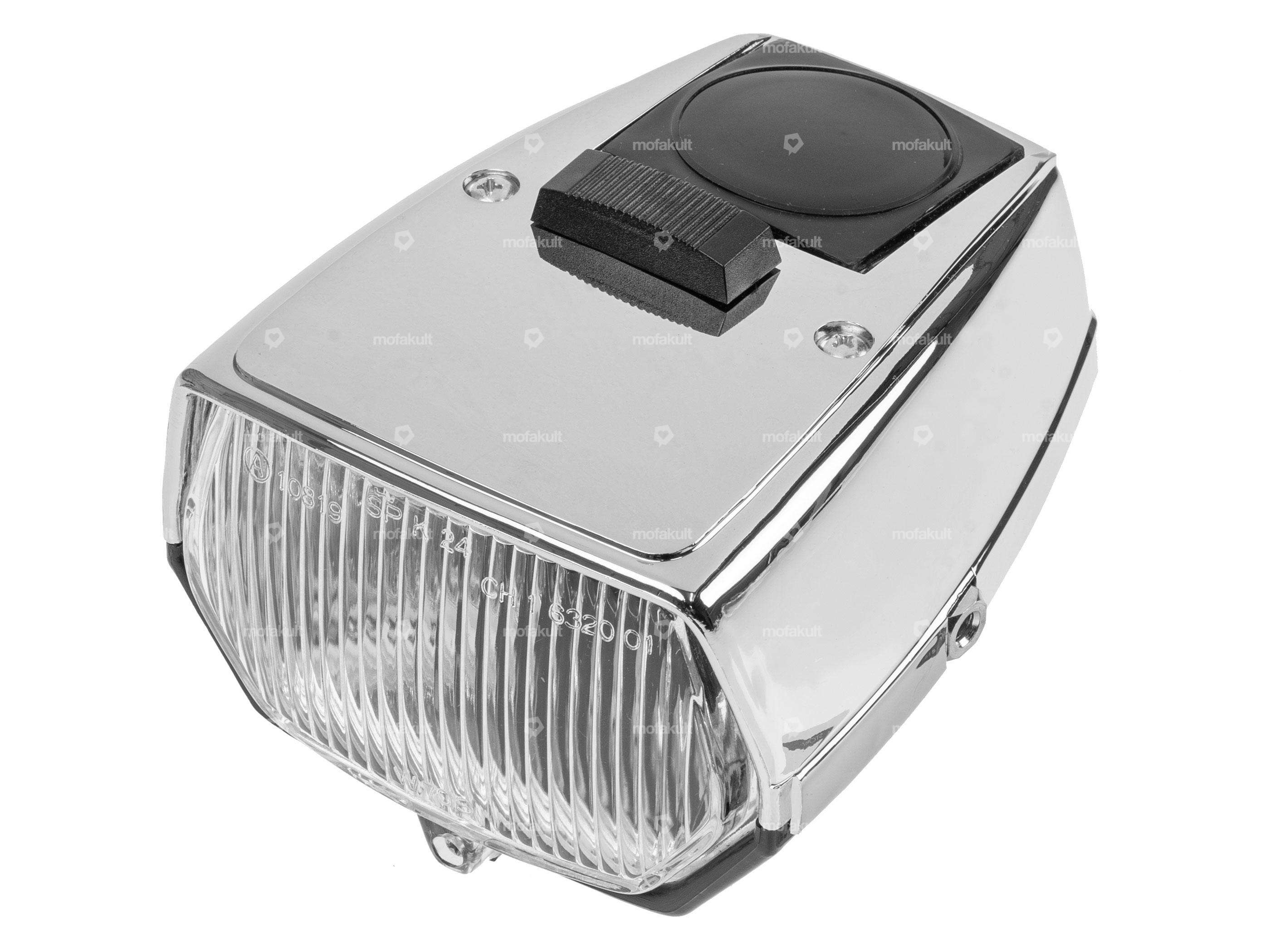 GPO headlight angular chrome / black with switch | mofakult