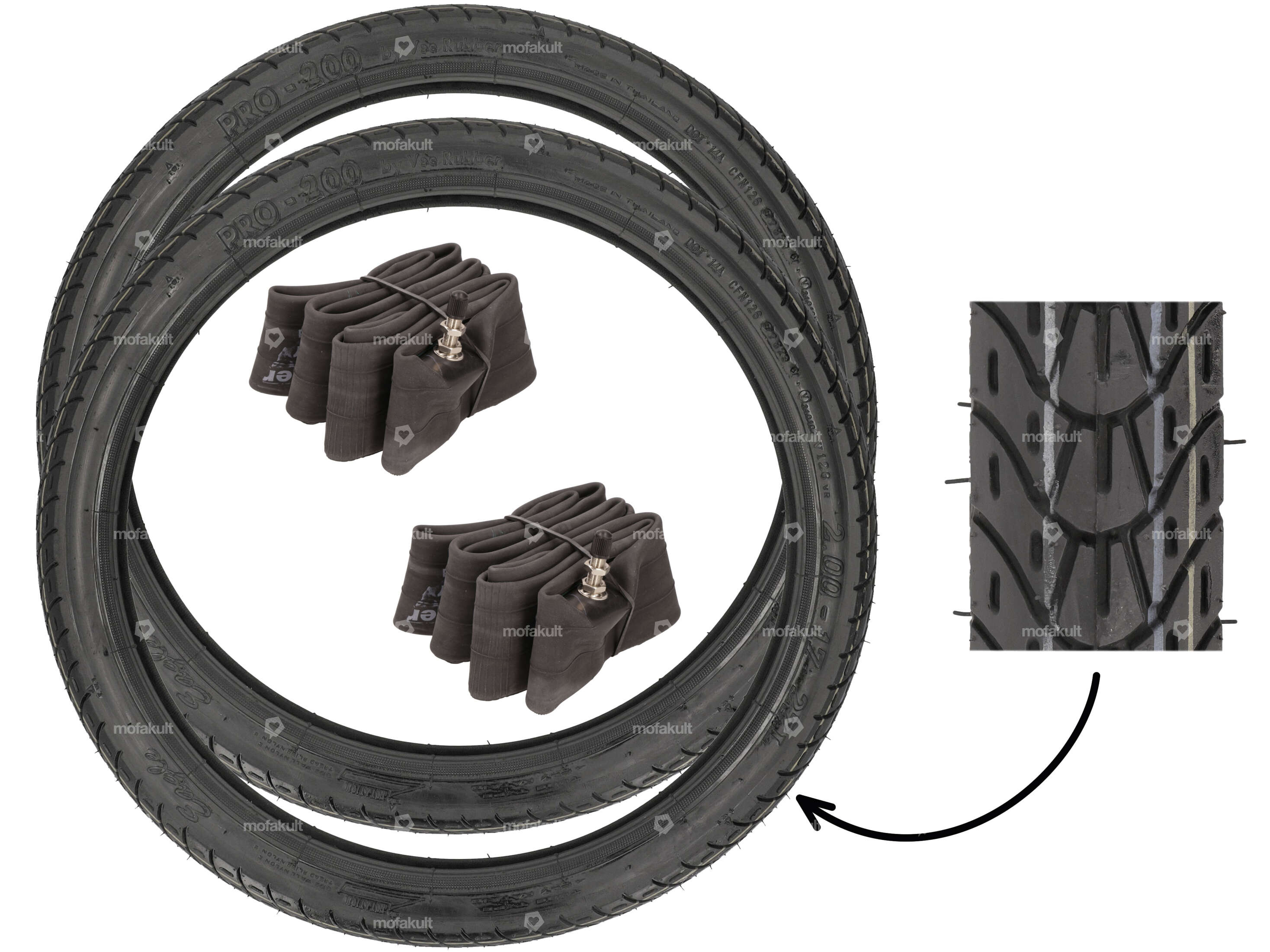 Vee Rubber VRM099 Race Tire & Tube Set – 2.50-17 – 39J Load Index – Summer – Moped/Mofa – Made In Thailand