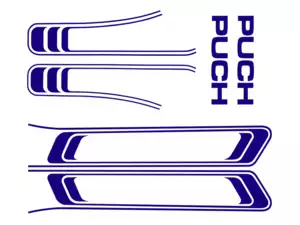 Set di adesivi serbatoio e telaio blu (qualità 1A) Trama della pellicola | Puch Maxi S Set di adesivi serbatoio e telaio blu (qualità 1A) Trama della pellicola | Puch Maxi S