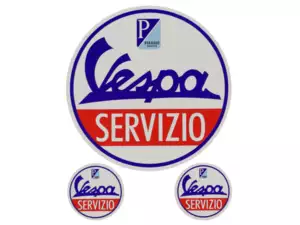 Set d'autocollants "Vespa Servizio" Ø 30 / 85 mm Set d'autocollants "Vespa Servizio" Ø 30 / 85 mm