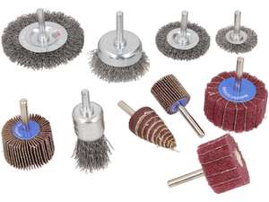Set BGS di spazzole e dischi abrasivi a lamelle, 10 pezzi Set BGS di spazzole e dischi abrasivi a lamelle, 10 pezzi