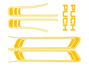 Set di adesivi serbatoio e telaio giallo (qualità 1A) Trama della pellicola | Puch Maxi S Set di adesivi serbatoio e telaio giallo (qualità 1A) Trama della pellicola | Puch Maxi S