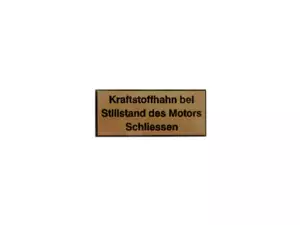 «Kraftstoffhahn schliessen» Kleber Belmondo «Kraftstoffhahn schliessen» Kleber Belmondo