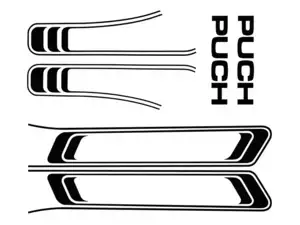 Kit d'autocollants réservoir & cadre noir (qualité 1A) Folienplot | Puch Maxi S Kit d'autocollants réservoir & cadre noir (qualité 1A) Folienplot | Puch Maxi S