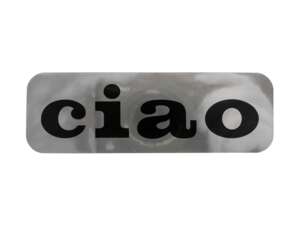 Autocollant réservoir "ciao" chrome 86 x 26 mm | Piaggio Ciao P, SC Autocollant réservoir "ciao" chrome 86 x 26 mm | Piaggio Ciao P, SC
