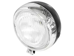 GUIA Scheinwerfer rund Ø 13 cm Chrom / schwarz (schmaler Spoiler) GUIA Scheinwerfer rund Ø 13 cm Chrom / schwarz (schmaler Spoiler)