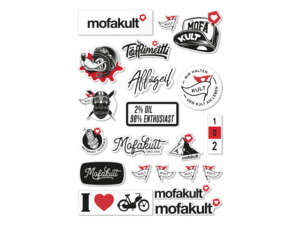 Feuille d'autocollants mk-Merch « mofakult » 30 x 21 cm (A4) Feuille d'autocollants mk-Merch « mofakult » 30 x 21 cm (A4)