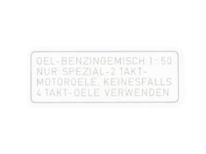 Adesivo benzina 1:50 bianco (Puch) 4 linee NOS Adesivo benzina 1:50 bianco (Puch) 4 linee NOS