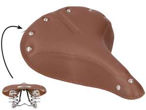 66HEROES Selle en cuir à ressorts en tonneau marron foncé 66HEROES Selle en cuir à ressorts en tonneau marron foncé