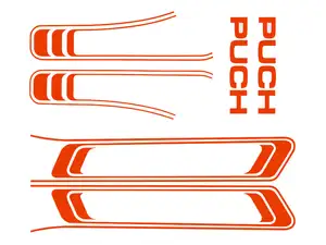 Set di adesivi serbatoio e telaio arancione (qualità 1A) Trama della pellicola | Puch Maxi S Set di adesivi serbatoio e telaio arancione (qualità 1A) Trama della pellicola | Puch Maxi S