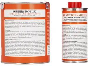 KREEM Sceau de réservoir rouge 2K pour réservoir de 25 L avec produit d'étanchéité et de réaction KREEM Sceau de réservoir rouge 2K pour réservoir de 25 L avec produit d'étanchéité et de réaction