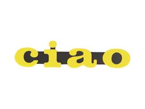 Emblema "ciao" in plastica 3D giallo/nero Emblema "ciao" in plastica 3D giallo/nero