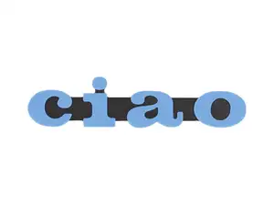 Emblema "ciao" in plastica 3D blu/nero Emblema "ciao" in plastica 3D blu/nero