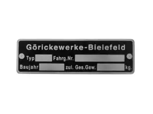 Typenschild | Göricke Typenschild | Göricke