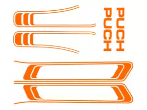 Set di adesivi serbatoio e telaio arancione (qualità 1A) Trama della pellicola | Puch Maxi S Set di adesivi serbatoio e telaio arancione (qualità 1A) Trama della pellicola | Puch Maxi S