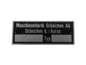 Typenschild | Tigra Pionier (Gränichen) Typenschild | Tigra Pionier (Gränichen)