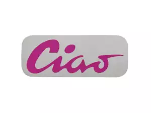 Autocollant réservoir "Ciao" rose 70 x 28 mm | Piaggio Ciao P, C9 Autocollant réservoir "Ciao" rose 70 x 28 mm | Piaggio Ciao P, C9