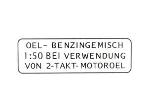 Adesivo "OEL-BENZINGEMISCH 1:50" nero 55 x 19 mm | Puch Adesivo "OEL-BENZINGEMISCH 1:50" nero 55 x 19 mm | Puch