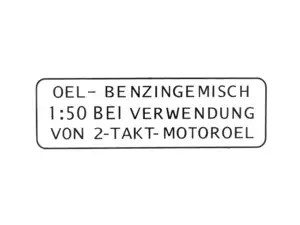 Adesivo "OEL-BENZINGEMISCH 1:50" nero 55 x 19 mm | Puch Adesivo "OEL-BENZINGEMISCH 1:50" nero 55 x 19 mm | Puch
