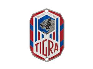 Targhetta del marchio per tubo di sterzo «TIGRA» ricurva | Tigra Targhetta del marchio per tubo di sterzo «TIGRA» ricurva | Tigra