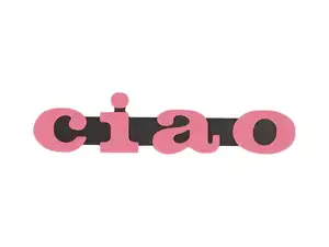 Emblema "ciao" in plastica 3D rosa/nero Emblema "ciao" in plastica 3D rosa/nero